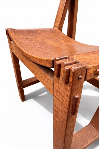 Bureau en chêne de la fin des années 70 de Giuseppe Rivadossi avec deux chaises - Années 50-60