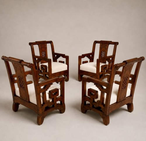 Paire de fauteuils Chinoiserie d'époque Art Déco - Sièges Style Art Déco