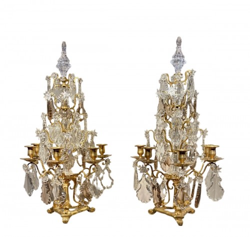 Paire de girandoles exceptionnelles de style Louis XV du XIXe siècle