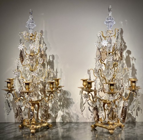 Paire de girandoles exceptionnelles de style Louis XV du XIXe siècle - Luminaires Style Louis-Philippe