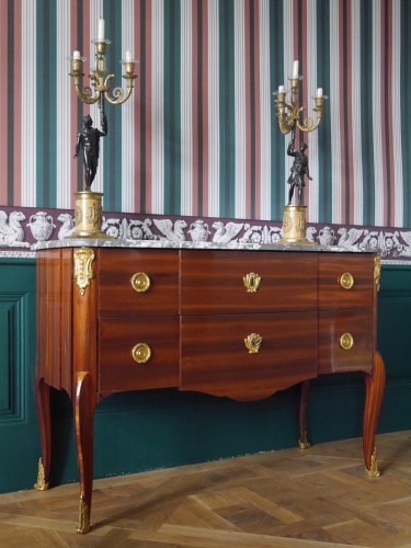 18th century - A Transition chest of drawers stamped CC Saunier