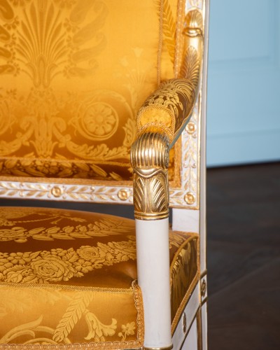 19th century - Empire stained and gilded beech salon furniture stamped P. Marcion
