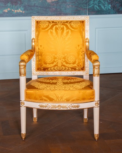 Mobilier de salon Empire  en hêtre teinté et doré estampillé P. Marcion - Empire