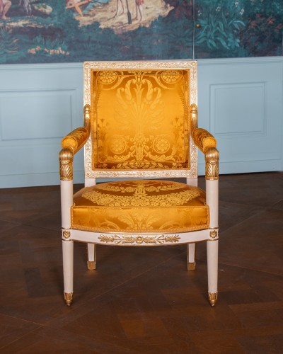 Antiquités - Mobilier de salon Empire  en hêtre teinté et doré estampillé P. Marcion