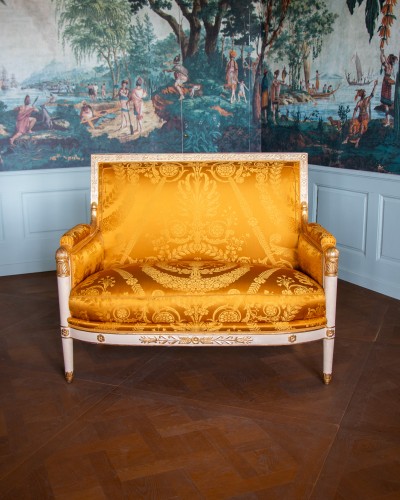 Antiquités - Mobilier de salon Empire  en hêtre teinté et doré estampillé P. Marcion