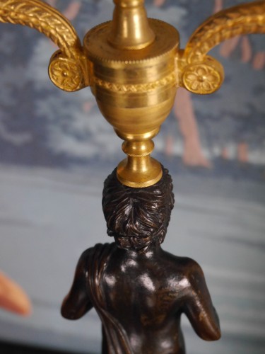 XIXe siècle - Paire de bougeoirs Empire
