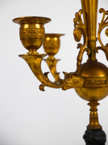 Paire de candélabres Empire attribués à Thomire - Luminaires Style Empire