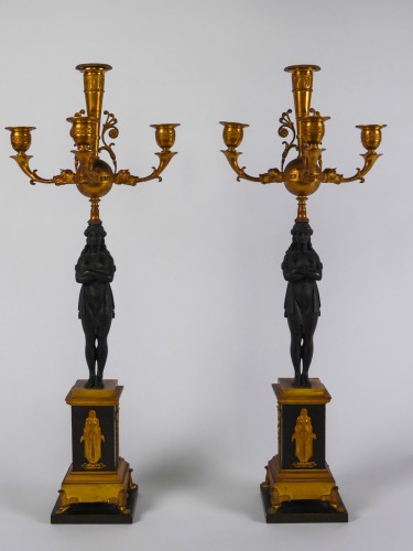 XIXe siècle - Paire de candélabres Empire attribués à Thomire