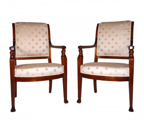 Pair of armchairs of the Empire period, beginning of the 19th century