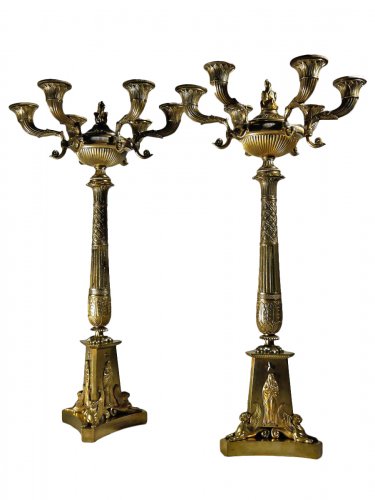 Large pair of candelabra of the Empire period, 19th century