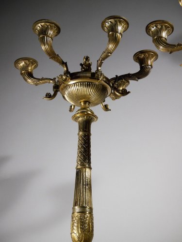 Large pair of candelabra of the Empire period, 19th century - Lighting Style Empire