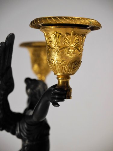Luminaires Bougeoirs et Chandeliers - Paire de candélabres d'époque Empire