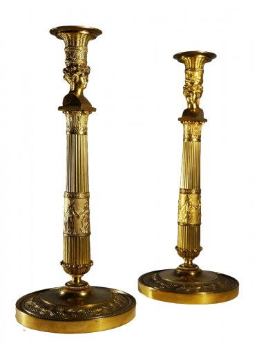 Pair of candlesticks &quot;Joséphine&#039;s bust&quot; by Thomire