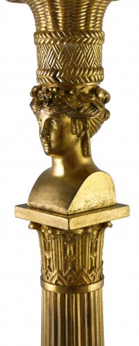 Paire de flambeaux "au buste de Joséphine" par Thomire - Luminaires Style Empire
