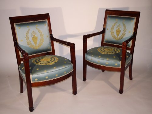 19th century - Pair of armchairs of the Empire period by Boulard