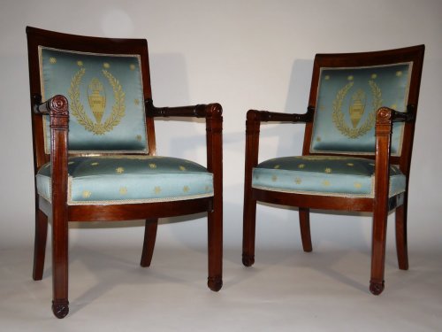 Pair of armchairs of the Empire period by Boulard - Empire