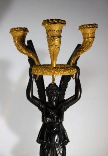 Paire de candélabres d'époque Empire par Thomire ou Choiselat - Luminaires Style Empire