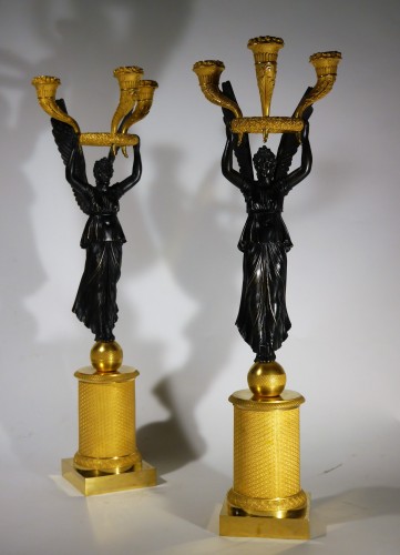 Luminaires Bougeoirs et Chandeliers - Paire de candélabres d'époque Empire par Thomire ou Choiselat