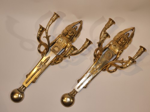 Antiquités - Pair of bronze scones by Claude Galle