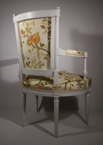 XVIIIe siècle - Fauteuil à colonnes d'époque Louis XVI, XVIIIe siècle