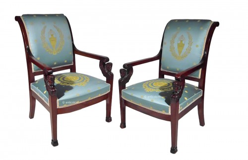 Pair of Empire armchairs, beginning of the 19th century