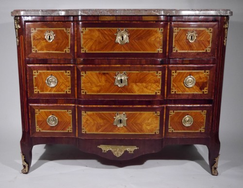 18th century - A Transition chest of drawers stamped by J. Stumpff