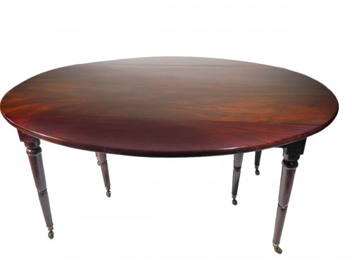 Table de salle à manger en acajou massif Directoire, époque XVIIIe