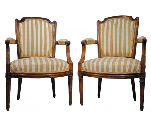 Pair of Louis XVI armchairs by P. Pluvinet, 18th century