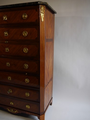 Mobilier Bureau et Secrétaire - Curieux semainier Louis XVI estampillé Bircklé