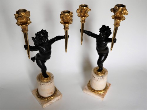 Lighting  - Pair of Louis XVI candelabra by Rabrio, late 18th century