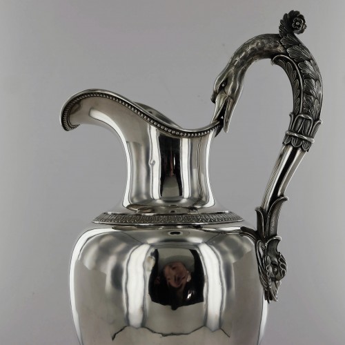 Ewer and its basin in sterling silver, beginning of the 19th century - Antique Silver Style Empire