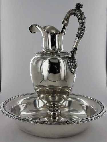 silverware & tableware  - Ewer and its basin in sterling silver, beginning of the 19th century