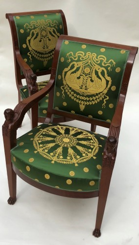 Paire de fauteuils en acajou d'époque Consulat - Empire