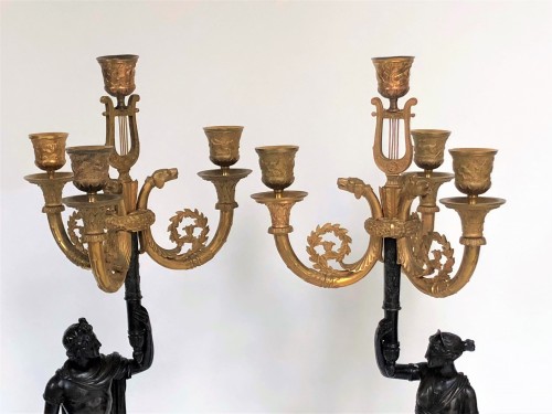 19th century - A pair of candelabra of the Empire period, beginning of the 19th century