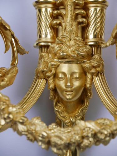 18th century - Pair of Louis XVI sconces by Gouthière or Thomire, 18th century