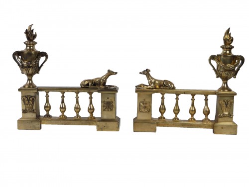 Pair of Louis XVI andirons, 18th century