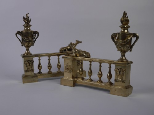 Pair of Louis XVI andirons, 18th century - Decorative Objects Style Louis XVI