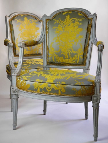 Antiquités - A pair of Louis XVI armchairs by Henri Jacob, 18th century