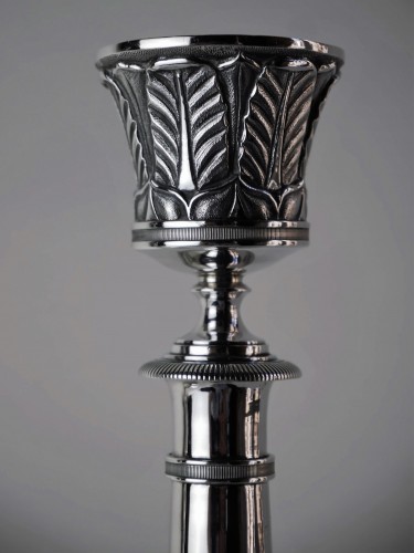 Pair of Empire candlesticks in silver, beginning of the 19th century - silverware & tableware Style Empire