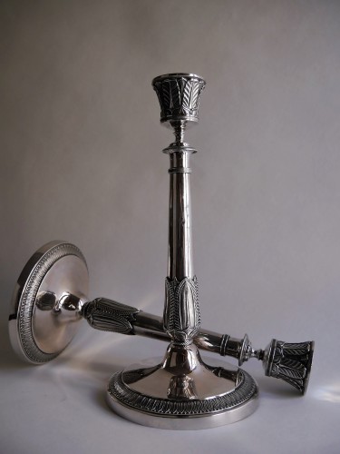 19th century - Pair of Empire candlesticks in silver, beginning of the 19th century