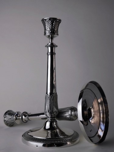 Empire - Pair of Empire candlesticks in silver, beginning of the 19th century