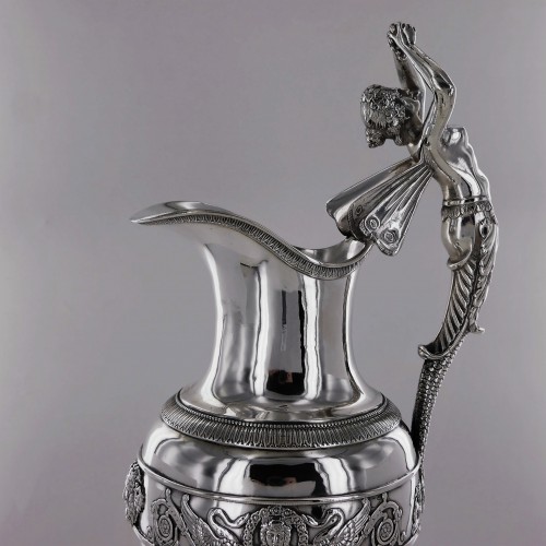 An ewer and its basin in silver, Empire style, 19th century - silverware & tableware Style Empire