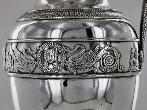 An ewer and its basin in silver, Empire style, 19th century - Empire