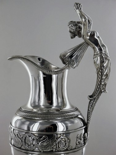 Empire - An ewer and its basin in silver, Empire style, 19th century