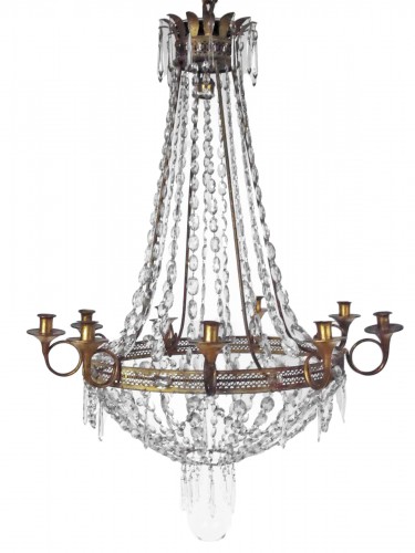 A Louis XVI Chandelier In Crystal And Sheet Metal, Circa 1800