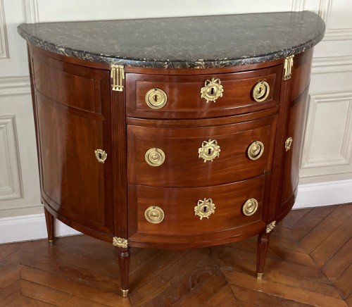 Antiquités - Commode demi lune d'époque Louis XVI