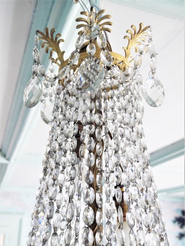 Crystal and gilt bronze basket chandelier, circa 1840 - Louis-Philippe