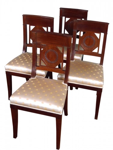 Suite of 4 Empire dining chairs, early 19th century