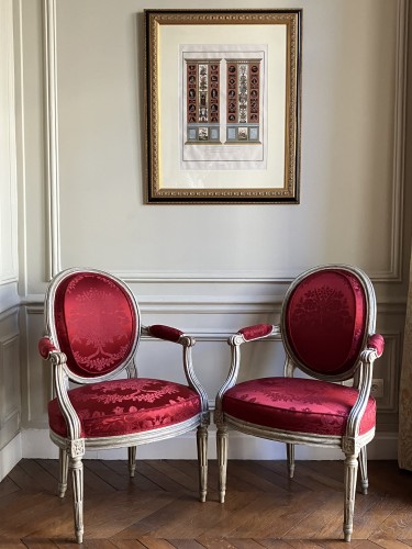 Set de 4 Louis XVI armchairs stamped Nadal, 18th century - Seating Style Louis XVI