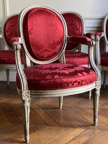 Seating  - Set de 4 Louis XVI armchairs stamped Nadal, 18th century